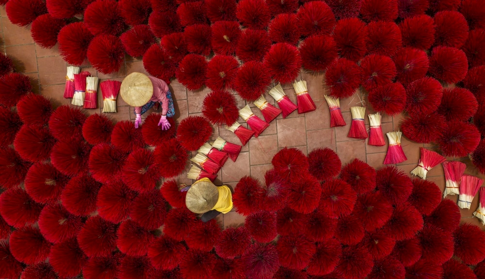 An enchanting aerial view of Quang Phu Cau Incense Village